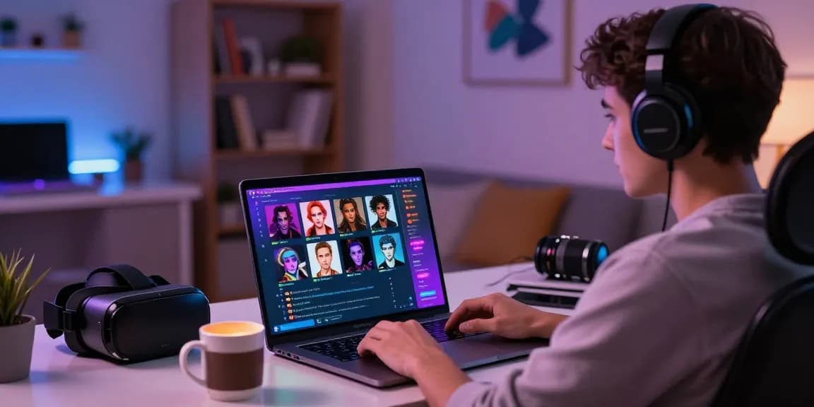 Engaging ai chat nsfw experience with dynamic characters in a modern workspace.