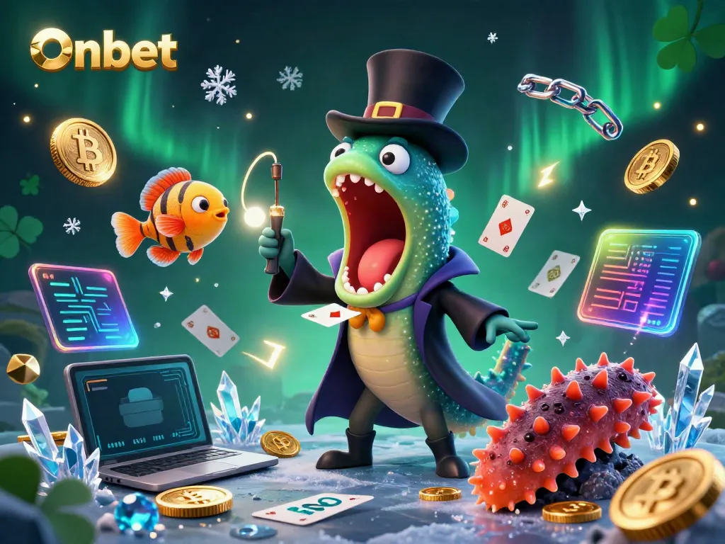 Onbet showcases a whimsical underwater magic show with unique characters, celebrating online gambling.
