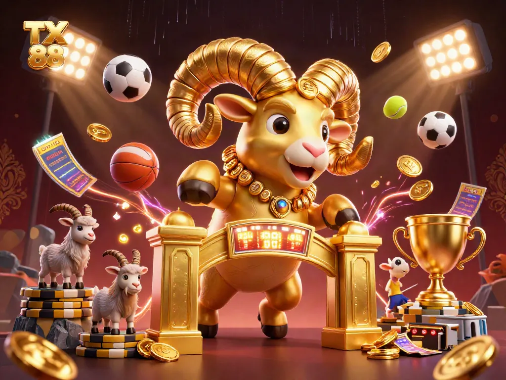 Join the excitement of TX 88 with sports betting elements and vibrant gold visuals in a thrilling casino scene.
