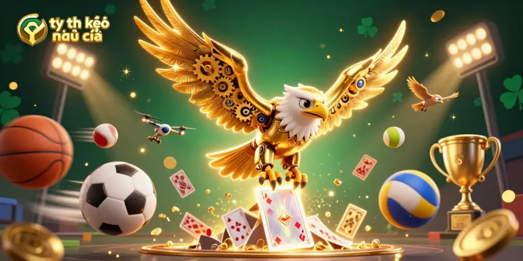 Engage with tỷ lệ kèo nhà cái while enjoying a dynamic 3D illustration of sports betting elements.