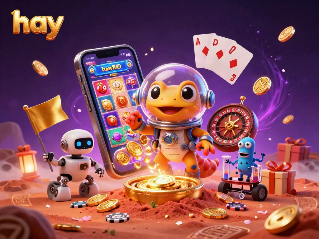 Experience the excitement of gaming with hay at a hidden casino on Mars, featuring vibrant slots and treasures.
