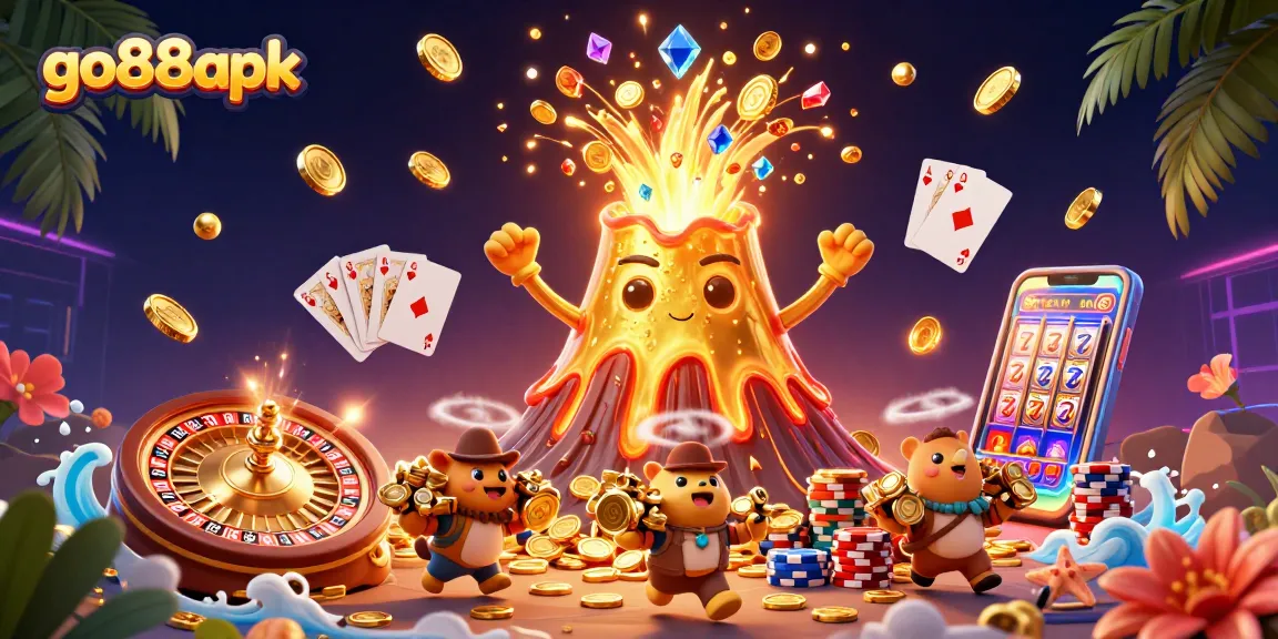 Experience the thrill of go88apk with a vibrant 3D casino scene showcasing treasures and exciting gameplay.