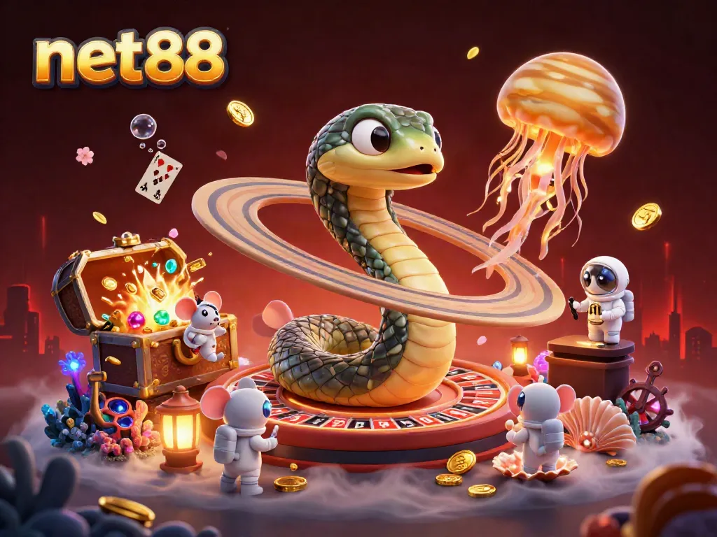 Engage with net88's cosmic betting scene as mice wager on a roulette wheel made of Saturn's rings.