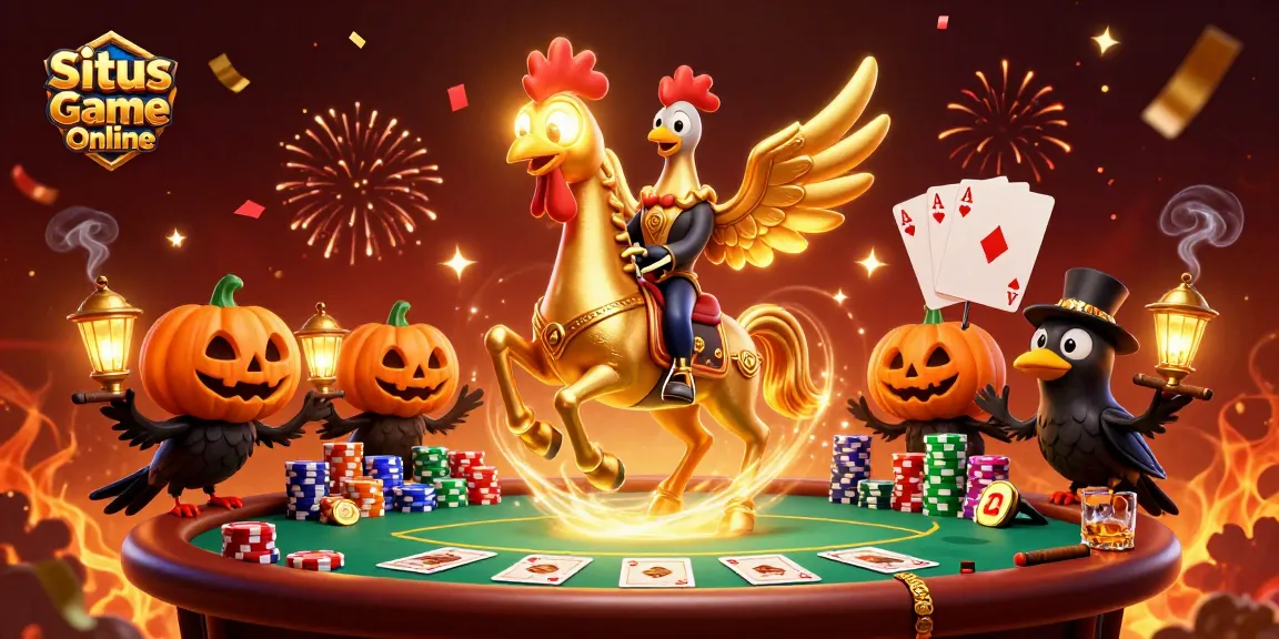 Experience Situs Game Online with dynamic gaming elements in a richly detailed casino illustration.